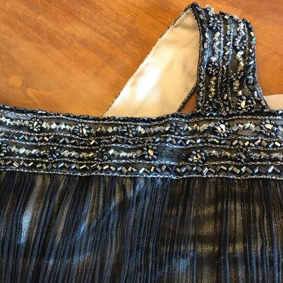 Adrianna Papell Silk Chiffon Beaded Evening Dress - Picture 9 of 9